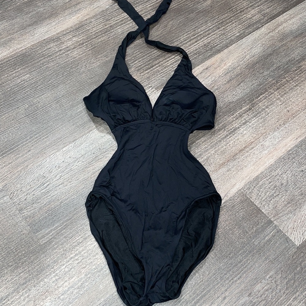 Small Sunn Lab Swim Blk One Piece Deep V Swimsuit